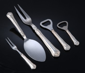 Carl M. Cohr, Herregård, serving pieces with silver handles (5)
