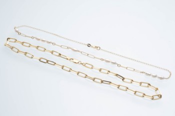 Two Gold Plated Sterling Silver Anchor Necklaces (2)