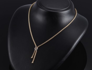 Diamond heart necklace of 14 kt. gold