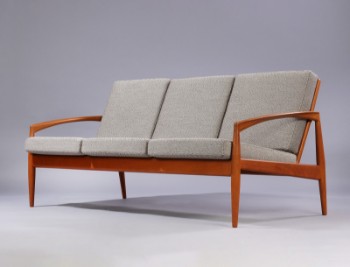 Kai Kristiansen. Paper Knife, free-standing three-seater sofa in teak, model 121