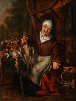 Ferdinand de Braekeleer den Ældre. En fjerkræsælgerske