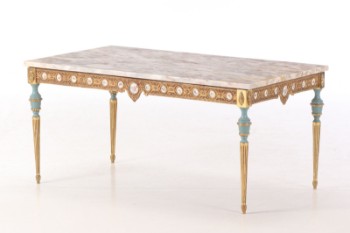 Sofabord i Louis XVI stil, metal og broget marmor
