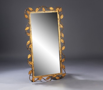 Fransk art deco spejl i forgyldt metal