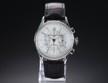 Baume & Mercier Capeland Heritage. Mens chronograph in steel with silver dial, approx. 2006