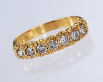 English half-alliance ring of 18 kt. gold, a total of approx. 0.42 ct.