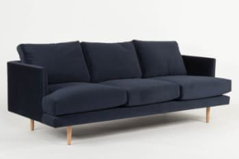 Wendelbo. 3-pers. sofa model 056, blå velour, egetræ