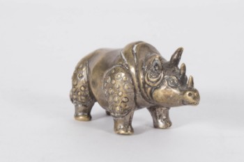 Indian figurine of rhinoceros silver-plated bronze