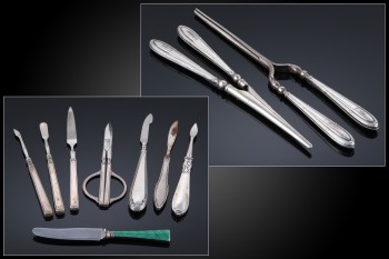Grann & Laglye m.fl. Samling manicuredele m.m. med skafter af sølv og monteringer af metal (10)