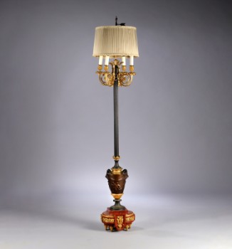 Floor candelabra / floor lamp of bronze and marble in Empire style, approx. 1870/80s