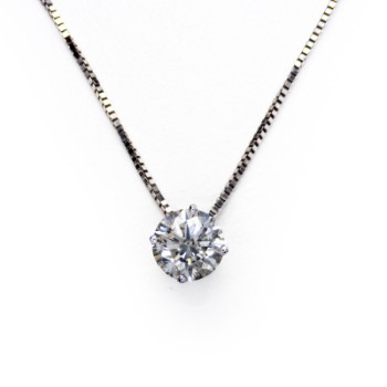 1.21 ct. brilliant cut diamond and 14K white gold necklace