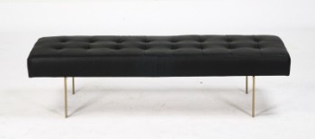 Danish furniture manufacturer. Bench made of aniline leather and brass-coated metal, black