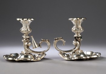 A pair of Swedish silver chamber stands, Malmö 1863 (2)