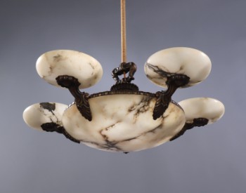 French art deco chandelier from the 40s made of alabaster