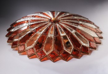 Poliarte. Large circular wall/ceiling lamp made of Murano glass from the 60s