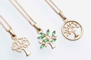 Three Tree necklaces in gold-plated sterling silver (3)